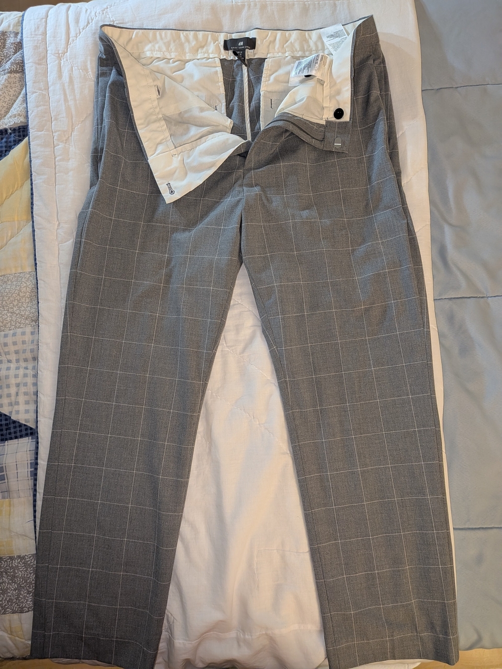 H&M Gray Windowpane Slim Fit Pants